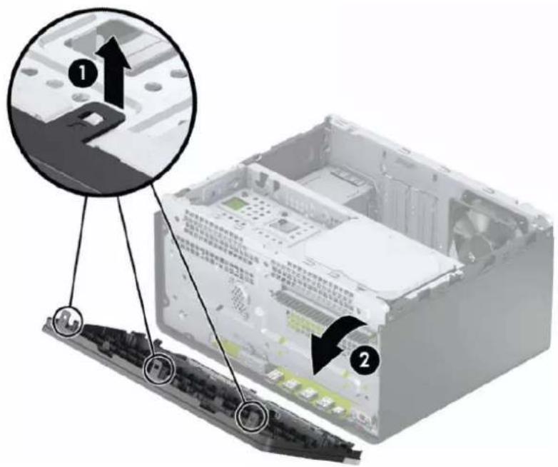 HP ProDesk 400 G6 - Afmontering af frontdækslet - 1