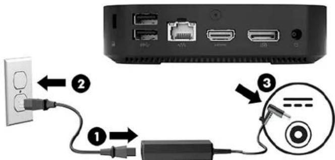 HP t430 - Tilslutning af vekselstrømnetledningen - 1