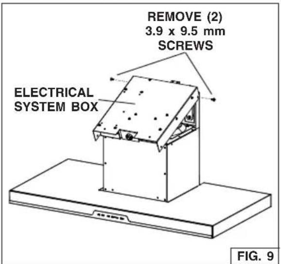 REMOVE (2) 3.9 x 9.5 mm SCREWS ELECTRICAL SYSTEM BOX FIG. 9