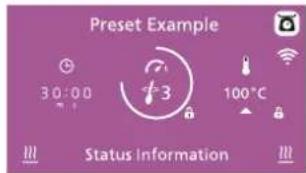Preset Example 30:00 3 100°C Status Information