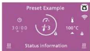 Preset Example 30:00 3 100°C Status Information