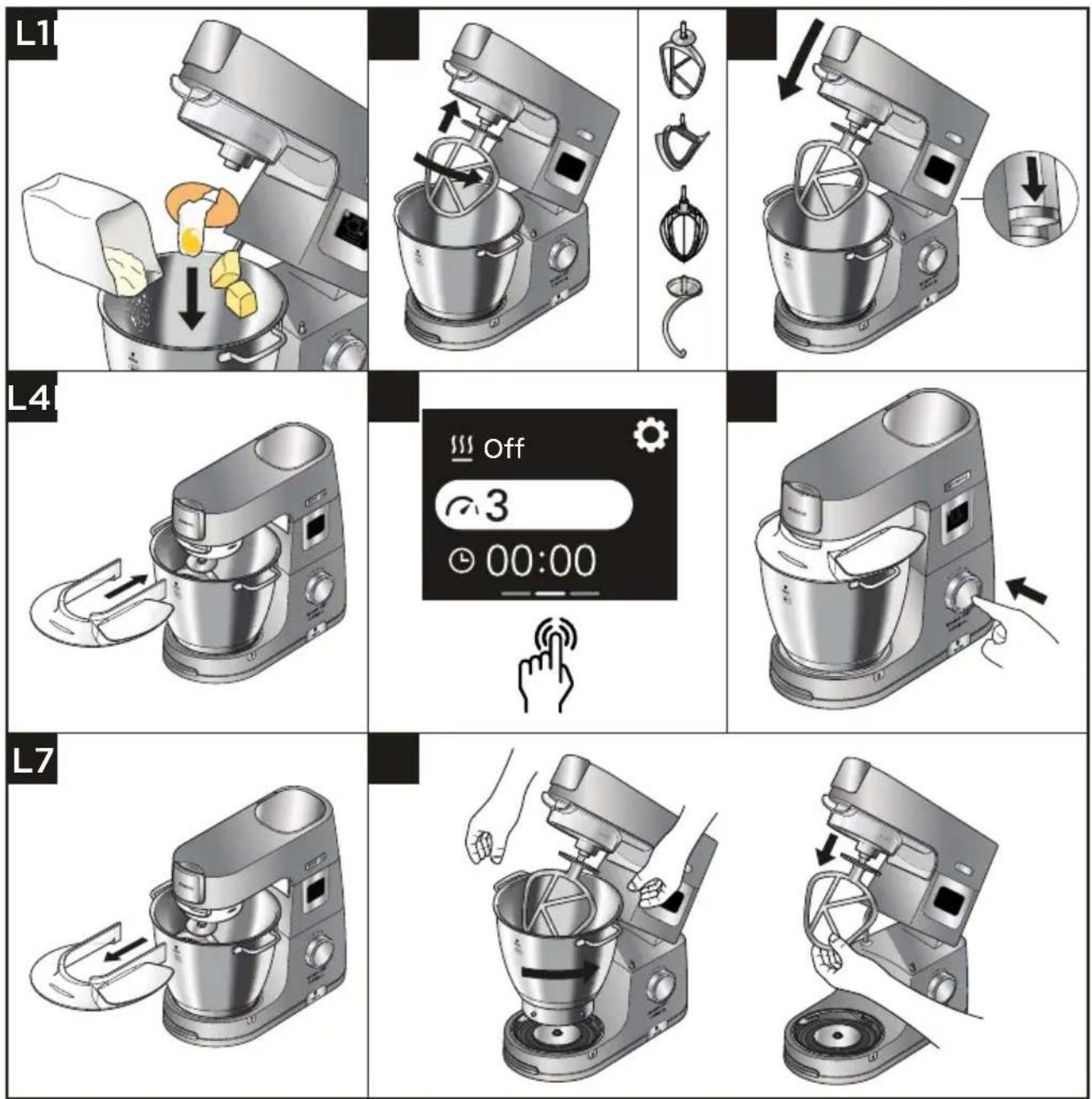 KENWOOD Chef Titanium Patissier XL KWL90 - Пайдалану диаграммалары және пайдалану нұсқаулары - 1