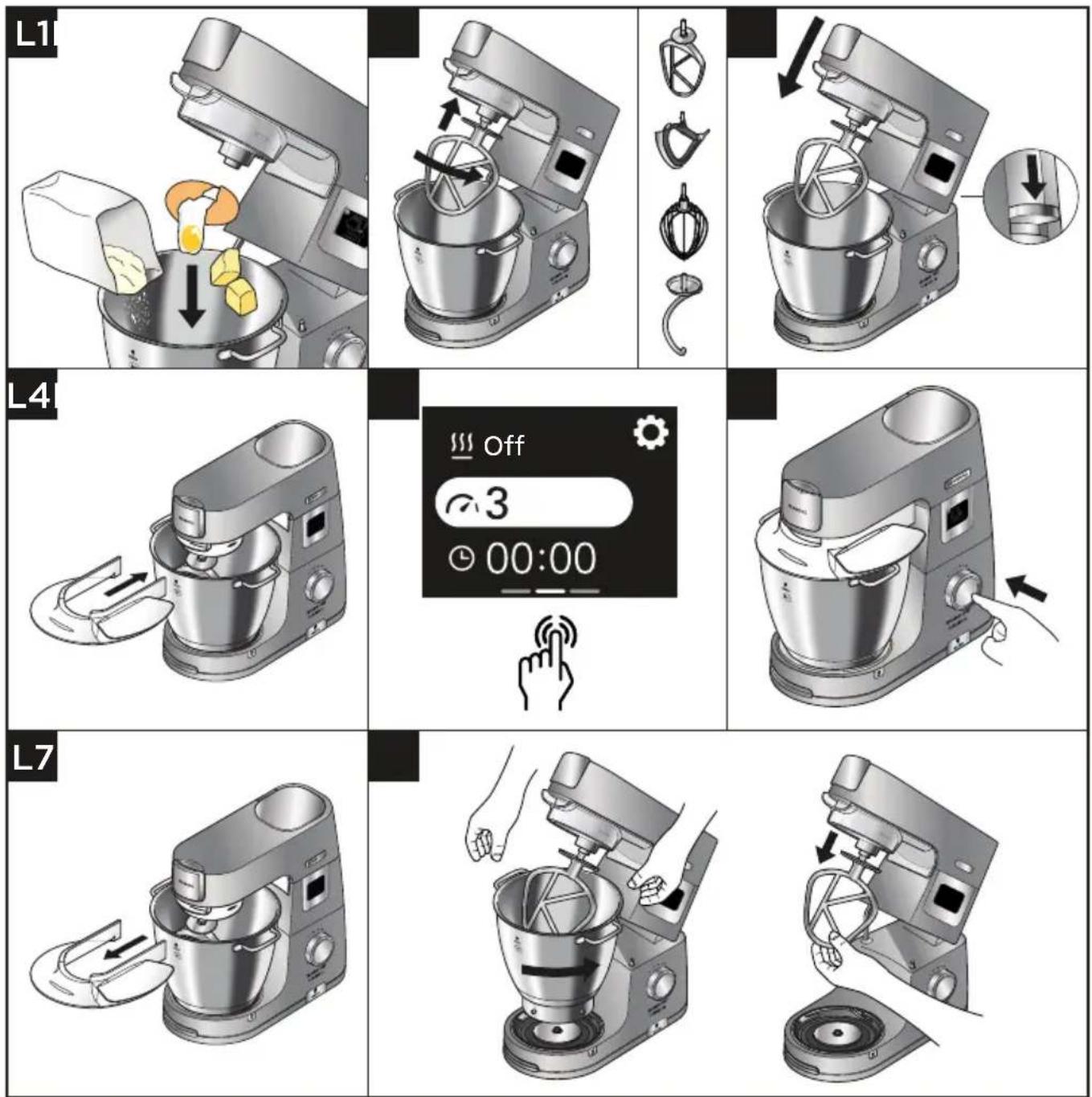 KENWOOD Chef Titanium Patissier XL KWL90 - Nákresy a pokyny k použití - 1