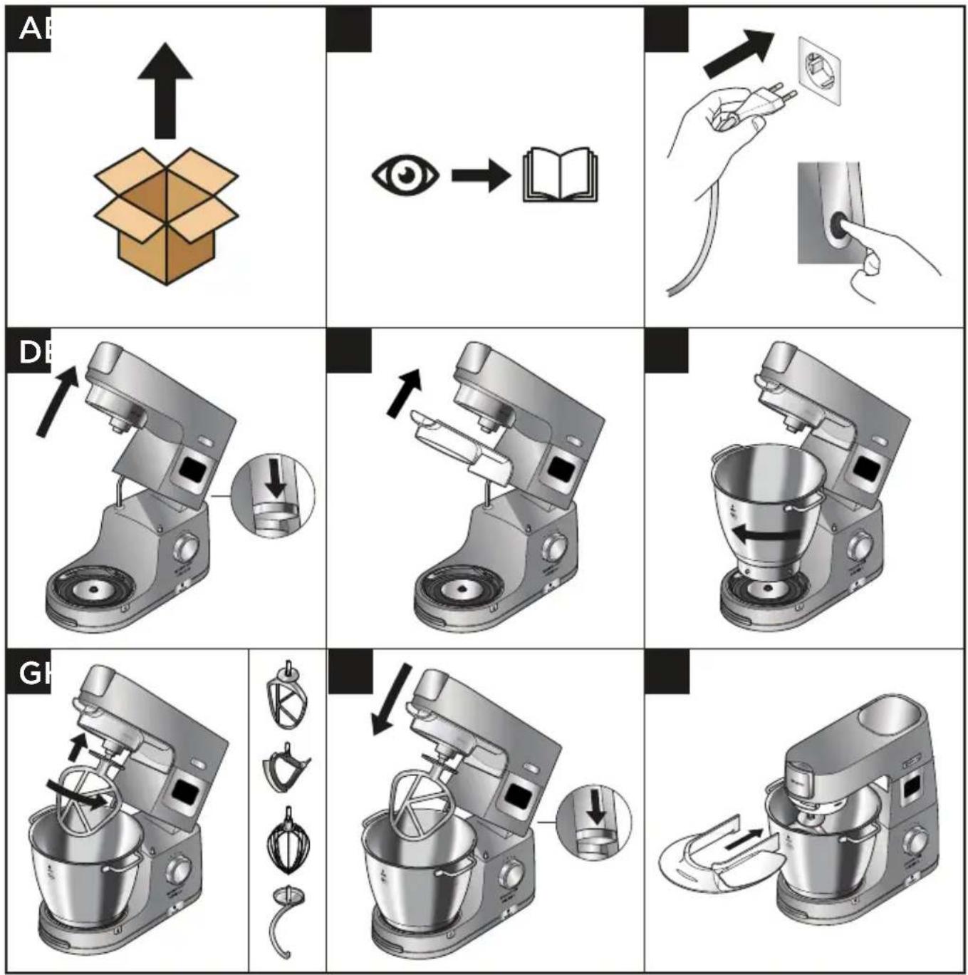 KENWOOD Chef Titanium Patissier XL KWL90 - Brugsdiagrammer og brugsanvisninger - 1