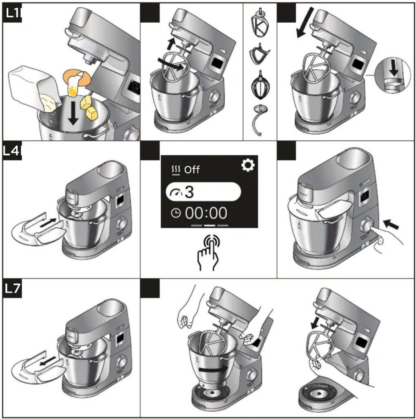 KENWOOD Chef Titanium Patissier XL KWL90 - Användningsdiagram och bruksanvisning - 1