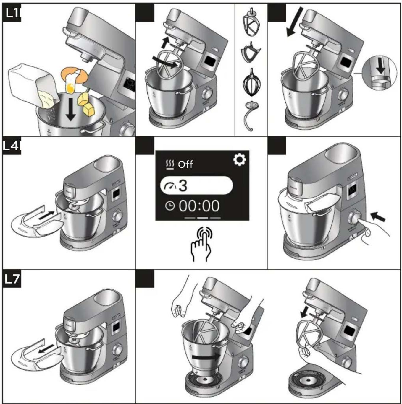 KENWOOD Chef Titanium Patissier XL KWL90 - Ábrák és használati utasítások - 1