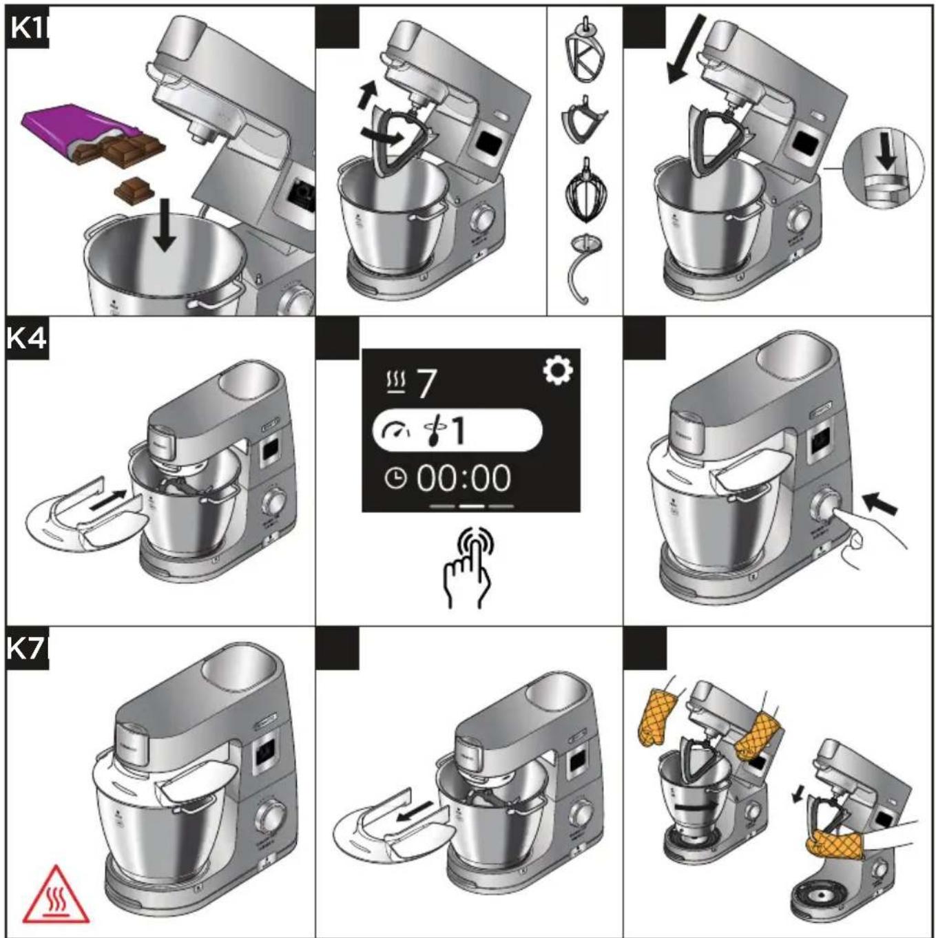 KENWOOD Chef Titanium Patissier XL KWL90 - Usage Diagram and Usage Instructions - 1