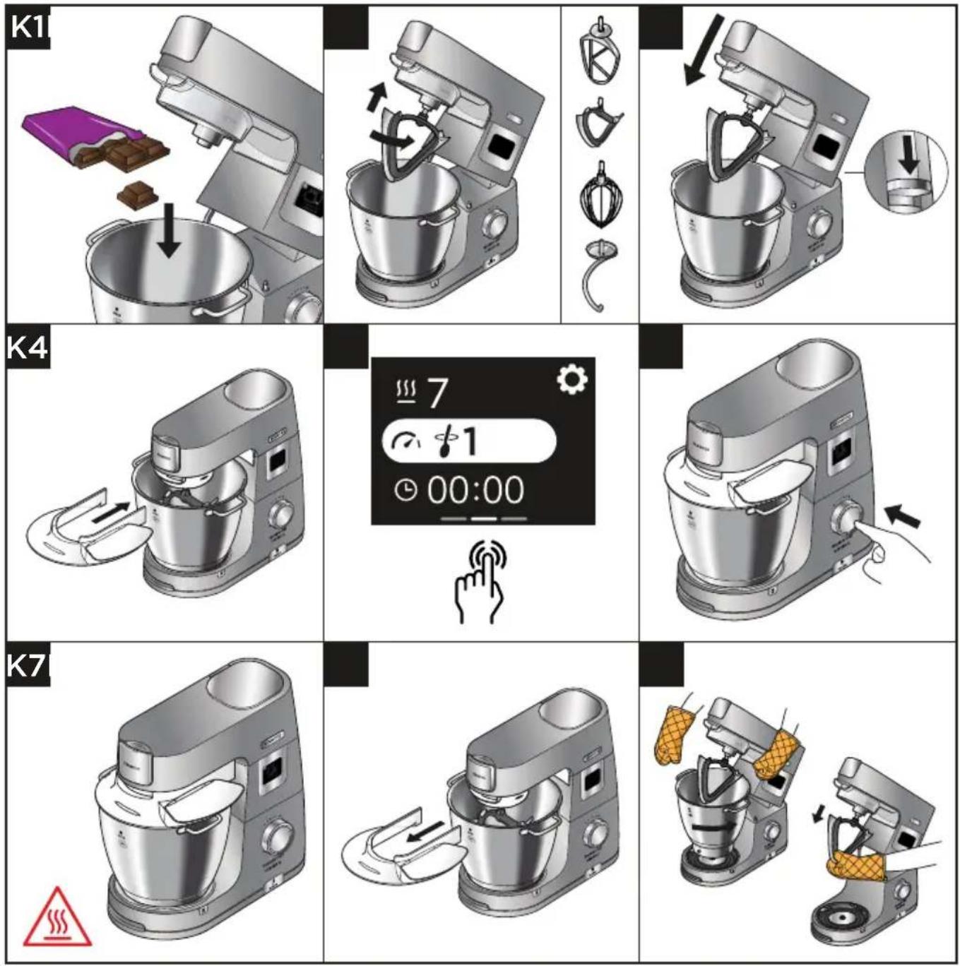 KENWOOD Chef Titanium Patissier XL KWL90 - Nákresy a pokyny k použití - 1