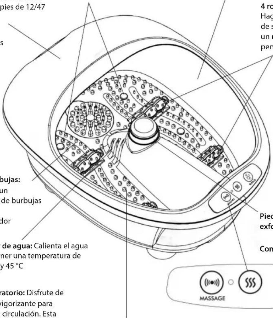 pies de 12/47 s bujas: un de burbujas dor de agua: Calienta el agua ner una temperatura de y 45 °C ratorio: Disfrute de vigorizante para circulación. Esta 4 ro Hag de s un r pen Piec exfo Con MASSAGE