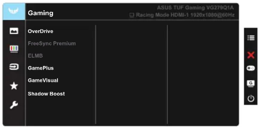 Gaming ASUS TUF Gaming VG279Q1A □ Racing Mode HDMI-1 1920x1080@60Hz OverDrive FreeSync Premium ELMB GamePlus GameVisual Shadow Boost
