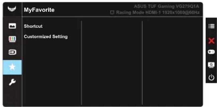 MyFavorite ASUS TUF Gaming VG279Q1A □ Racing Mode HDMI-1 1920x1080@60Hz Shortcut Customized Setting