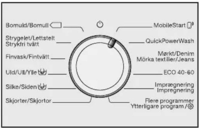 MIELE WWI 860 WCS - Valg af programmerne via programvælgerposition MobileStart☐) og Miele-appen. - 1