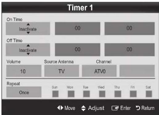 SAMSUNG LE19C450E1W - Setting the On / Off Timer - 1