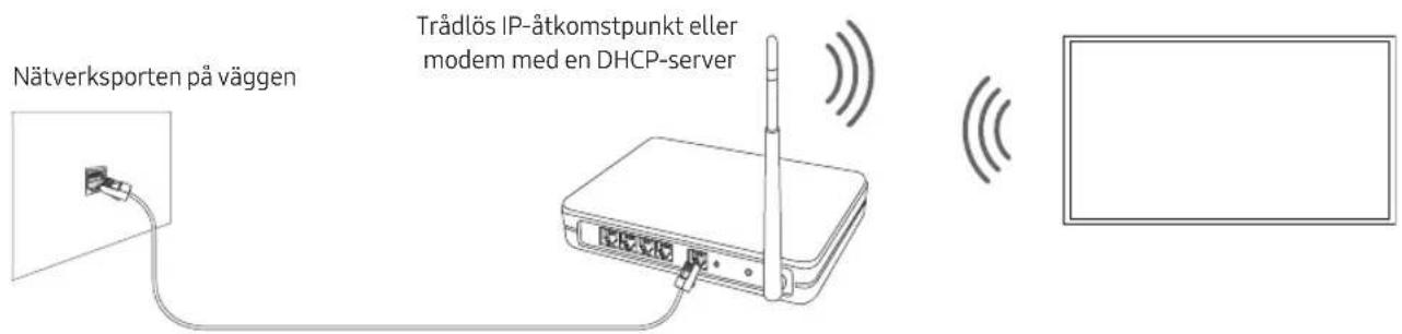Nätverksporten på väggen Trådlös IP-åtkomstpunkt eller modem med en DHCP-server
