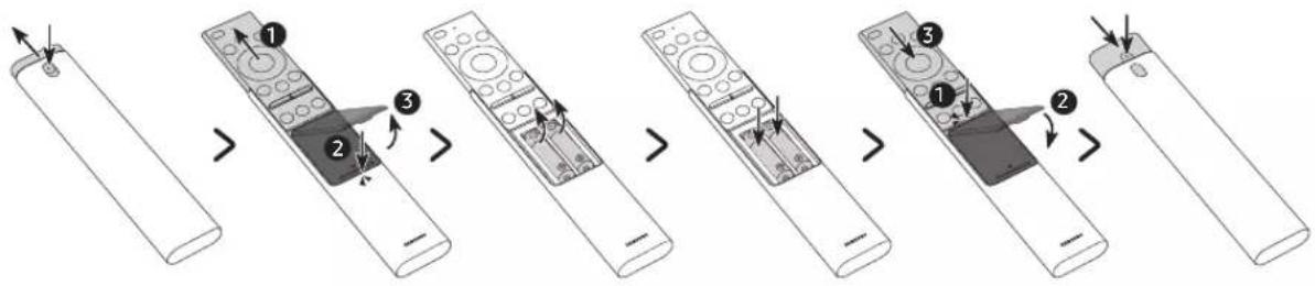 SAMSUNG QE65LST7TAU - Insertion des piles dans le Samsung Smart Remote - 1