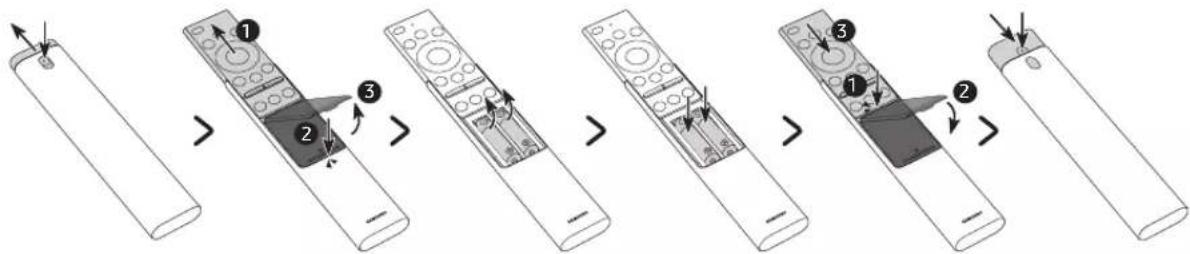 SAMSUNG QE65LST7TAU - Colocação de pilhas no Controlo Remoto Inteligente da Samsung - 1