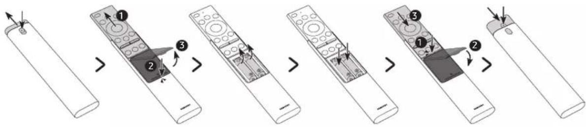 SAMSUNG QE65LST7TAU - Einsetzen der Batterien in die Samsung Smart Remote - 1
