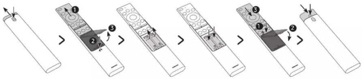 SAMSUNG QE65LST7TAU - Sätta i batterier i Samsung Smart Remote - 1