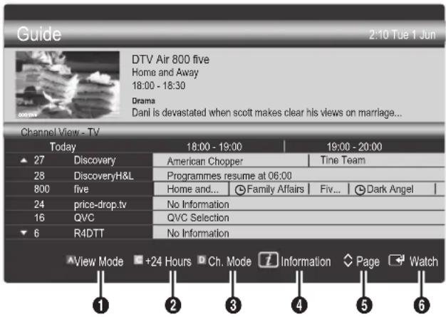 Guide 2:10 Tue 1 Jun DTV Air 800 five Home and Away 18:00 - 18:30 Drama Dani is devastated when scott makes clear his views on marriage... Channel View - TV Today 18:00 - 19:00 19:00 - 20:00 ▲ 27 Discovery American Chopper Tine Team 28 DiscoveryH&L Programmes resume at 06:00 800 five Home and... Family Affairs Fiv... Dark Angel 24 price-drop.tv No Information 15 QVC QVC Selection ▼ 6 R4DTT No Information View Mode +24 Hours Ch. Mode Information和社会 Media Page Watch