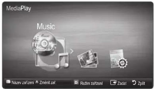 MediaPlay Music Název zařízení Změnit zař. Rožim zařízení Zacat Zpět