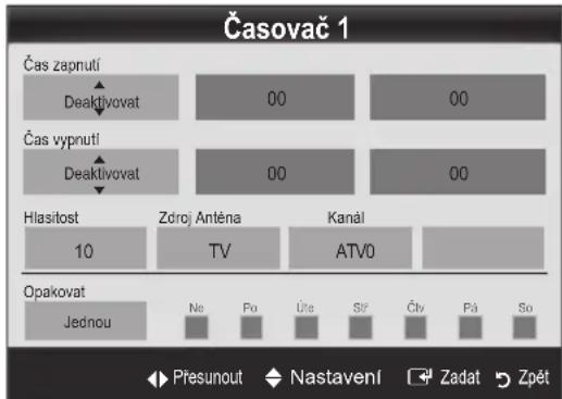 SAMSUNG LE32C450E1W - Nastavení časovače zapnutí a vypnutí - 1