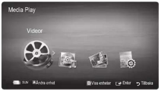 Media Play Videor SUM Andra enhot Visa enheter Enter Tillbaka