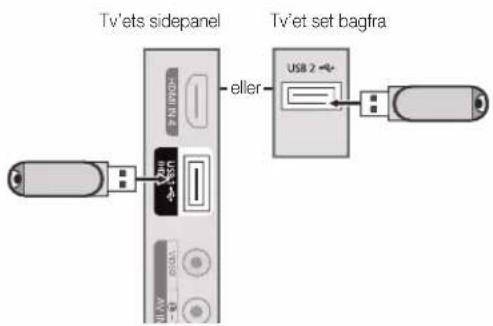 Tv'ets sidepanel TV'et set bagfra eller USB 2