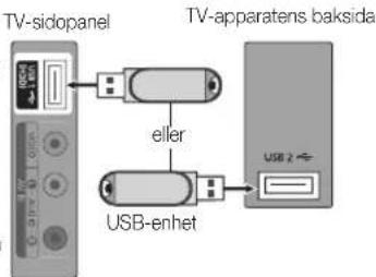 TV-sidopanel TV-apparatens baksida eller USB-enhet USB 2