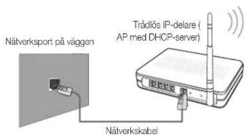 Nätverksport på väggen Trådlös IP-delare ( AP med DHCP-server) Nätverkskabel