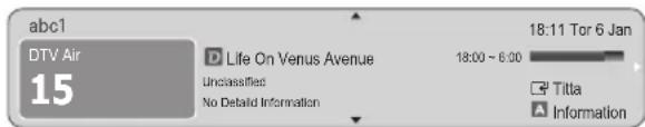 abc1 DTV Air 15 Life On Venus Avenue Unclassified No Detail Information 18:00 - 6:00 18:11 Tor 6 Jan Titia Information