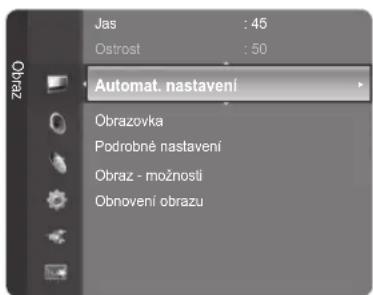 Jas : 45 Ostrost : 50 Automat. nastavení Obrazovka Podrobné nastavení Obraz - možností Obnovení obrazu