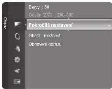Barvy : 50 Odstín (Z/Č) : Z50/Č50 Pokročilá nastavení Obraz - možnosti Obnovení obrazu