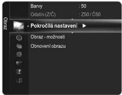 Barvy : 50 Odstín (Z/Č) : Z50 / Č50 Obraz • Pokročilá nastavení ▶ Obraz - možnosti Obnovení obrazu