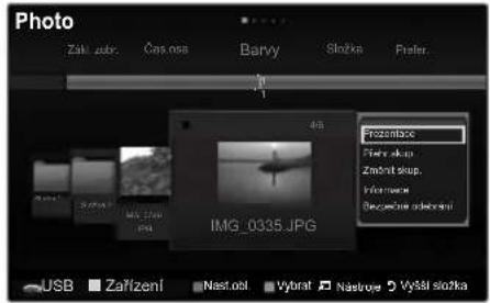 Photo Zaří zobr. Čas nsa Barvy Složka Prefer. 46. Frozměce Příční čup Změžní čup. Information Bevacíchne úděnění IMG_0335.JPG USB Zařízení Nast.ost. Vybrat Nastroje Vyšál složka