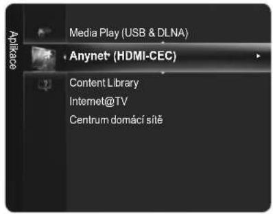 Media Play (USB & DLNA) Anynet® (HDMI-CEC) Content Library Internet@TV Centrum domácí sitě