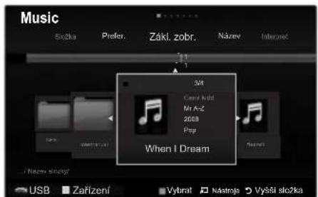 Music Složka Prefer. Zákl. zobr. Název Interneč 3M Cavi koud Mr A-Z 2008 Pop When I Dream USB Zařízení Vybrat Nástroja Vyšěl složka