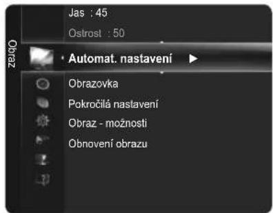Jas : 45 Ostrost : 50 Automat. nastavení Obrazovka Pokročilá nastavení Obraz - možnosti Obnovení obrazu