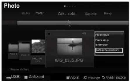Photo Složka Prefer Zákl. zobr Čas,oss Bany 4% Přecznace Plňa skup Informace Bapacněd oszám IMG_0335.JPG (Nahne oszám) USB Zařizení Vybrat Nazroje Vyšší složka