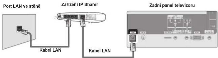 Port LAN ve stěně Zařízení IP Sharer Kabel LAN Kabel LAN Zadní panel televizoru