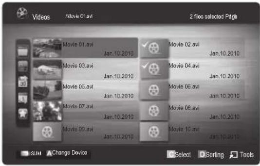 Videos /Movie 01.avi 2 files selected Page Movie 01.avi Jan.10.2010 Movie 02.avi Jan.10.2010 Movie 03.avi Jan.10.2010 Movie 04.avi Jan.10.2010 Movie 05.avi Jan.10.2010 Movie 06.avi Jan.10.2010 Movie 07.avi Jan.10.2010 Movie 08.avi Jan.10.2010 Movie 09.avi Jan.10.2010 Movie 10.avi Jan.10.2010 SUM Change Device Select Sorting Tools