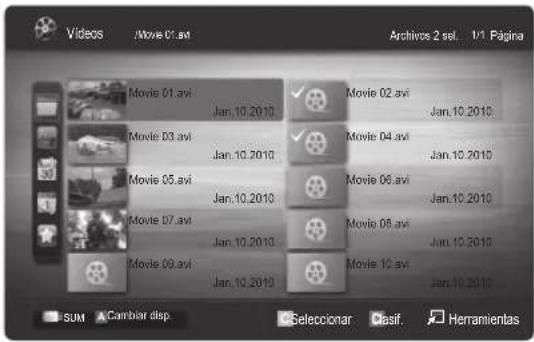 Videos /Movie 01.avi Archivos 2 sel. U3 Página Movie 01.avi Jan.10.2010 Movie 02.avi Jan.10.2010 Movie 03.avi Jan.10.2010 Movie 04.avi Jan.10.2010 Movie 05.avi Jan.10.2010 Movie 06.avi Jan.10.2010 Movie 07.avi Jan.10.2010 Movie 08.avi Jan.10.2010 Movie 09.avi Jan.10.2010 Movie 10.avi Jan.10.2010 SUM Cambiar disp. Seleccionar Clasif. Herramientas