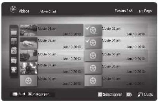 Vidésos /Movie 01.avi Fichiers 2 sel 1/1 Fape Movie 01.avi Jan.10.2010 Movie 02.avi Jan.10.2010 Movie 03.avi Jan.10.2010 Movie 04.avi Jan.10.2010 Movie 05.avi Jan.10.2010 Movie 06.avi Jan.10.2010 Movie 07.avi Jan.10.2010 Movie 08.avi Jan.10.2010 Movie 09.avi Jan.10.2010 Movie 10.avi Jan.10.2010 SUM AChanger pér. Sélectionner On Outils