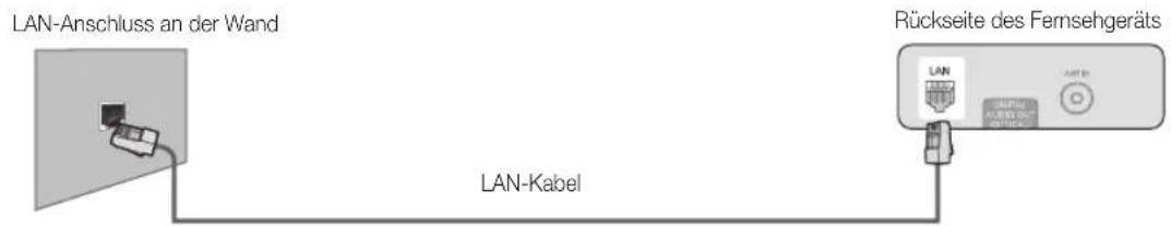 LAN-Anschluss an der Wand LAN-Kabel Rückseite des Fernsehgeräts