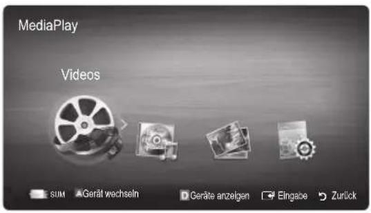 MediaPlay Videos SUM Gerät wechseln Geräte anzeigen Eingabe Zurück
