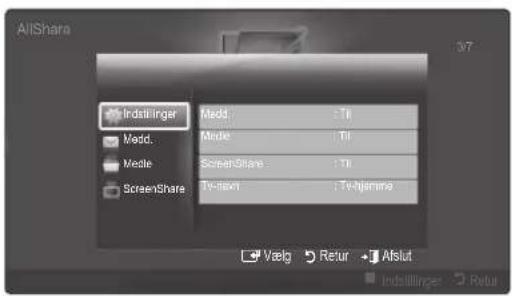 AltShare Indistlinger Medd. Mede ScreenShare Medd Mode ScreenShare Tv-lawn :Ti :Ti :Ti :Tv-lawnine Valg Return Altslut Indistlinger Retal