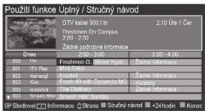 Použití funkce Úplný / Stručný návod DTV kabel 900 / In 2:10 Úte 1 Čer Freshmen On Campus 2:00 - 2:30 Žacne podrobré informace Dnes 2:00 - 3:00 3:00 - 4:00 933 1m Freshmen Q Street Ryan Žacne informace 931 TV Play Mid Extra 932 Kerrang! Loaded Žacne informace 933 Kos Fresh 40 with Dynamite MC kisory 931 onwood The Diatriery Žacne informace 933 Strans Hdl Šmash Hdl Sunday Sledoval □ Informace Strana □ Stručný návod +24hodin Konac