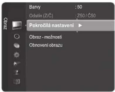 Barvy : 50 Odstín (Z/Č) : Z50 / Č50 Pokročilá nastavení ▶ Obraz - možnosti Obnovení obrazu
