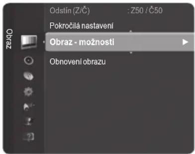 Odstin (Z/Č) : Z50 / Č50 Pokročila nastavení Obraz - možnosti Obnovení obrazu