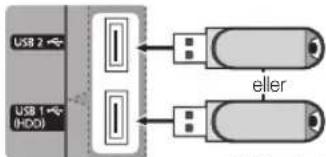 USB 2 USB 1 (HDD) eller