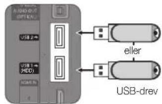 AUDIO OUT OPTICAL USB 2← USB 1← (HDD) USB 0 eller USB-drev